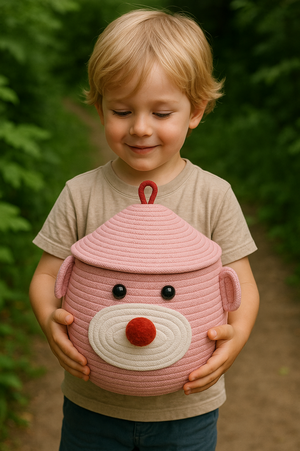 Adorable Pig-Themed Woven Storage Basket