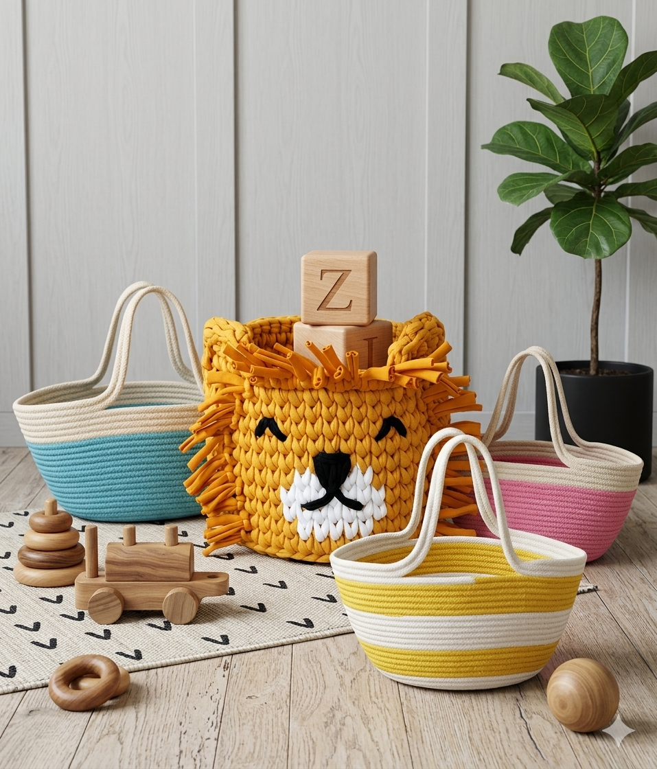Lion Crochet Storage Basket