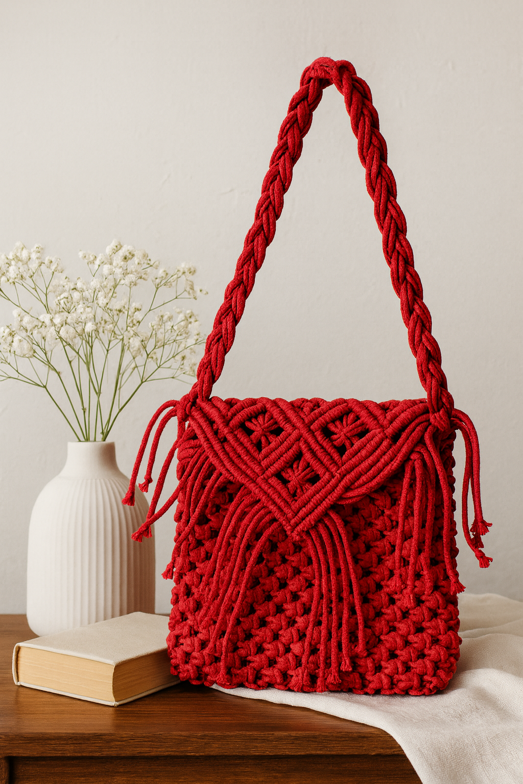 FLO's Boho Fringe Crochet Shoulder Bag