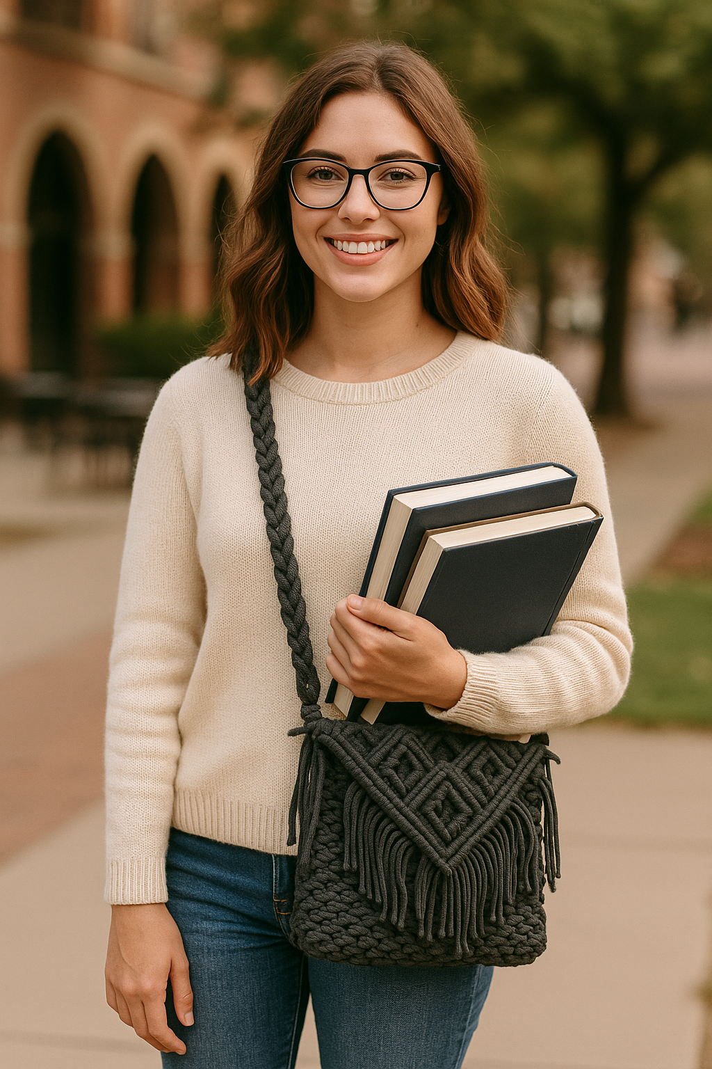 FLO's Boho Fringe Crochet Shoulder Bag