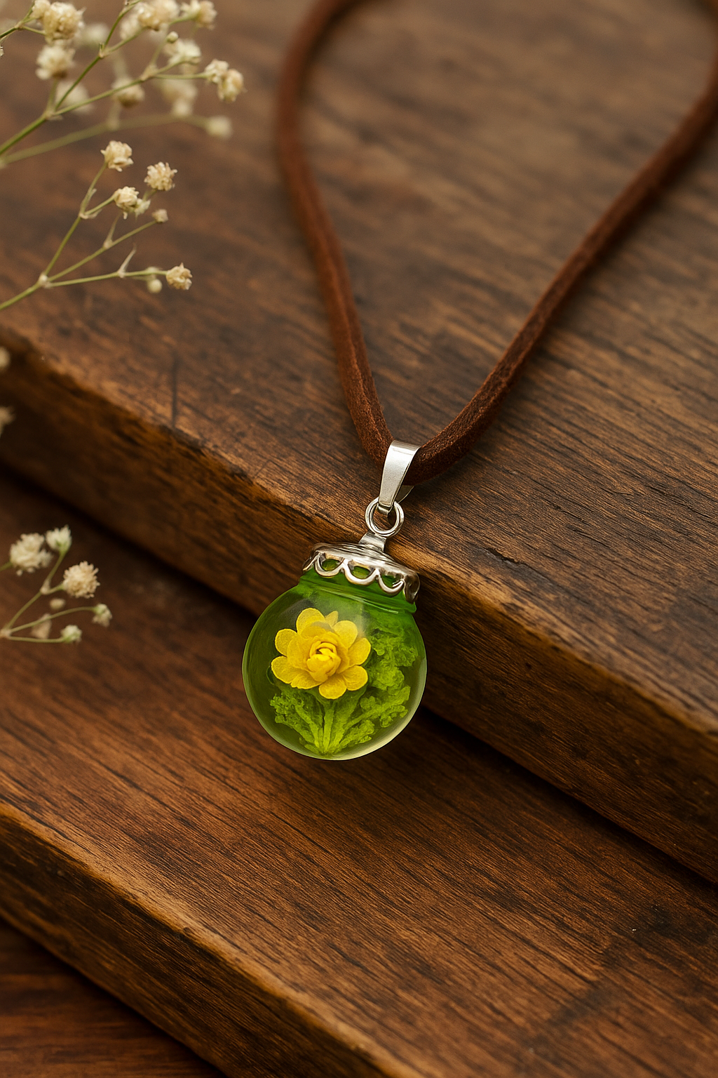 FLO's Vivid Pansy Real Dried Flower Necklace
