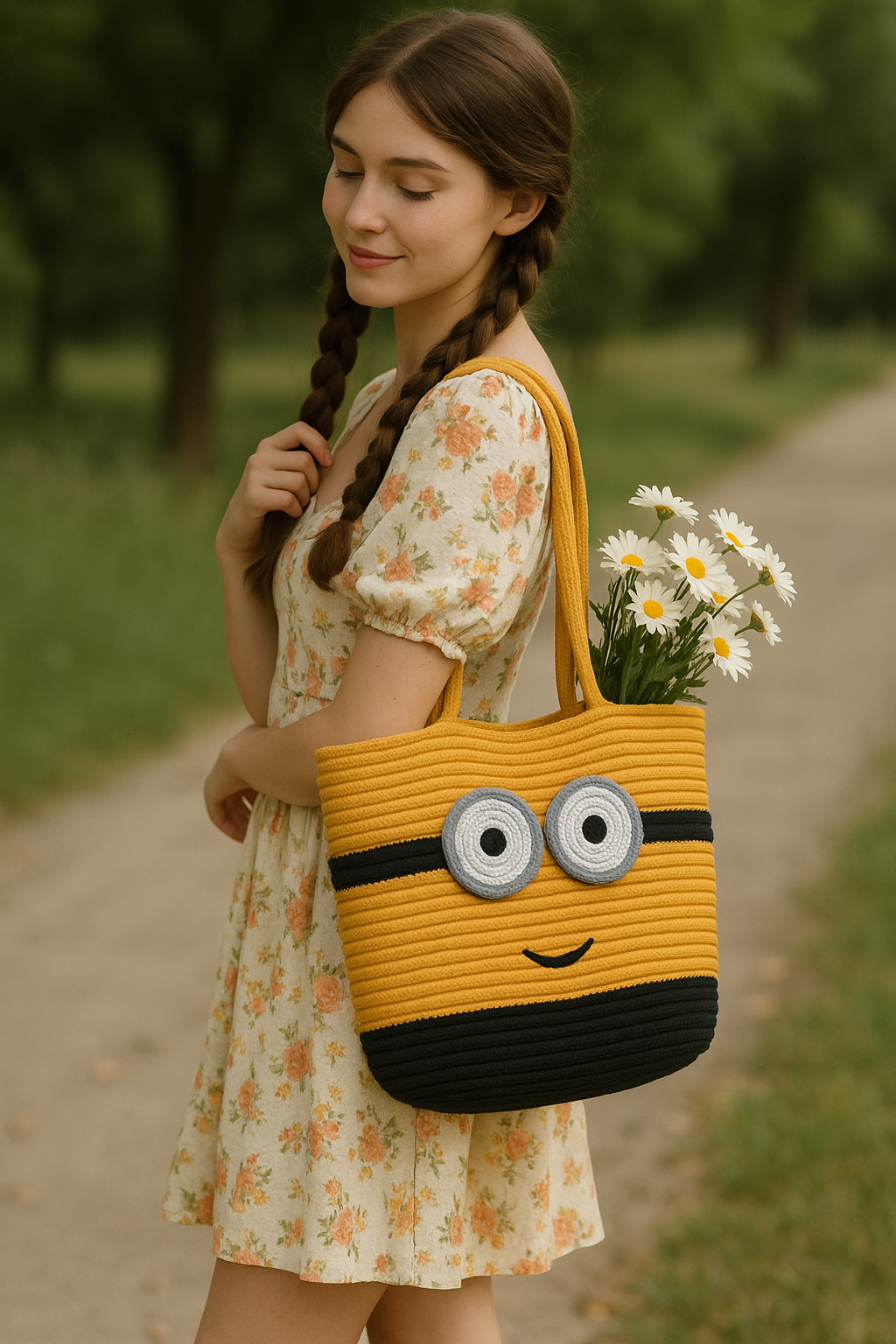 FLO's Playful Minion-Inspired Crochet Tote
