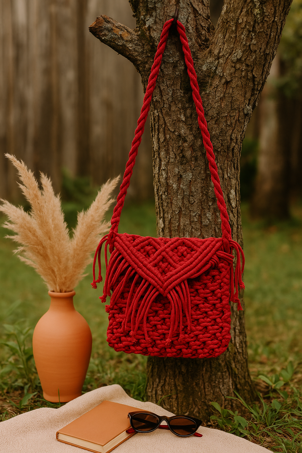 FLO's Boho Fringe Crochet Shoulder Bag