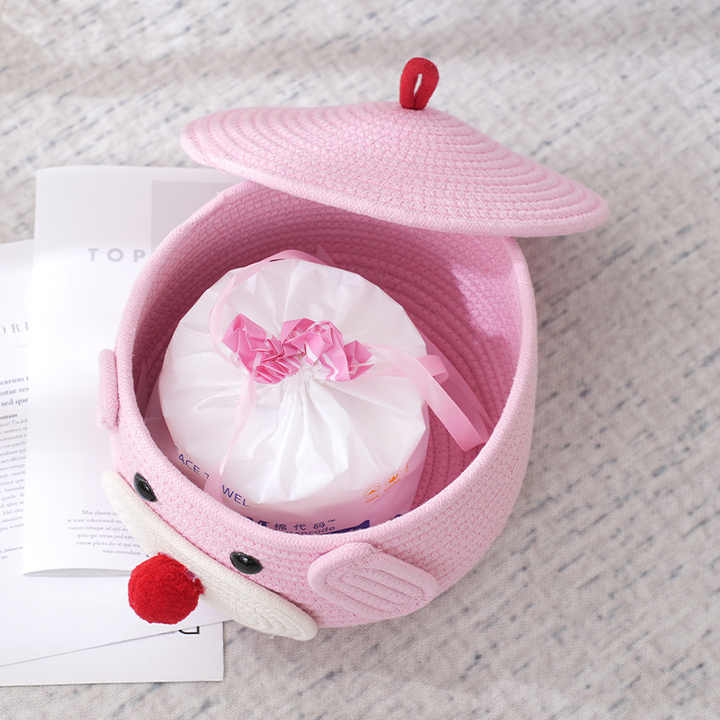 Adorable Pig-Themed Woven Storage Basket