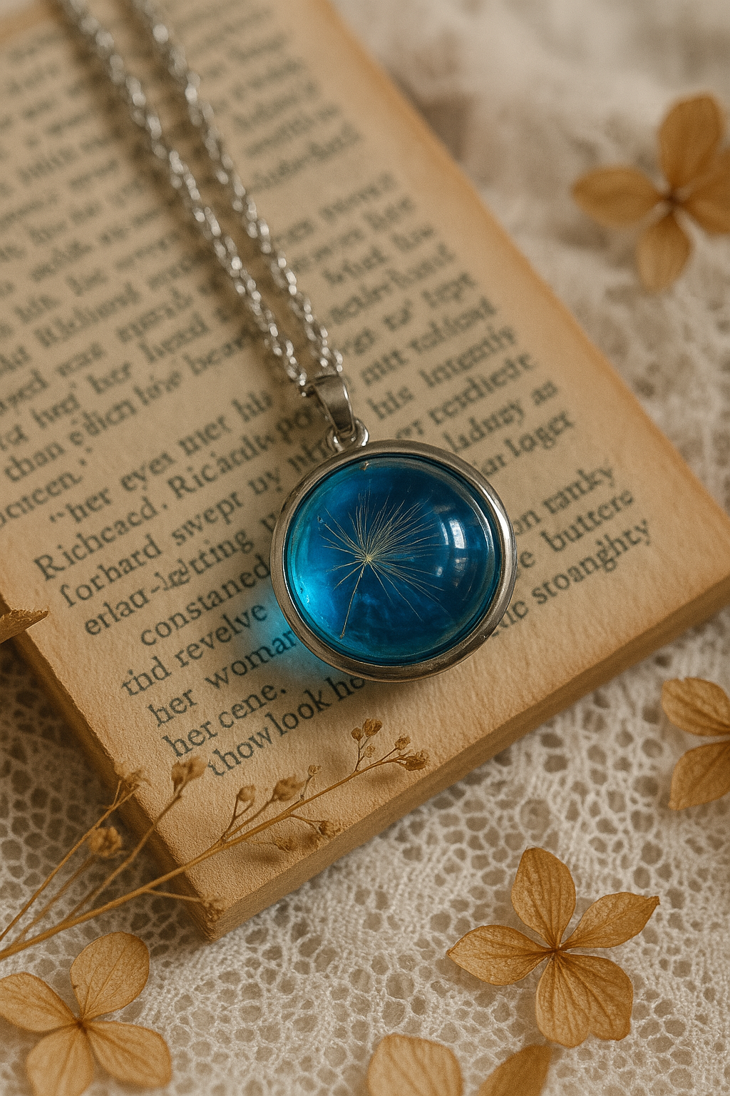 FLO's Ocean's Tranquility Real Dried Flower Necklace