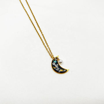 FLO's Midnight Bloom Crescent Pendant