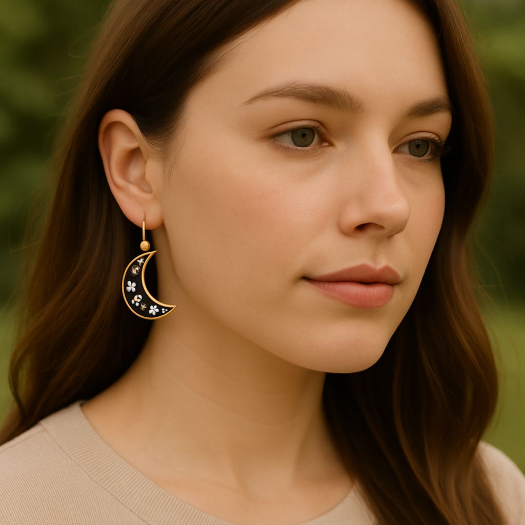 FLO's Celestial Bloom Crescent Earrings
