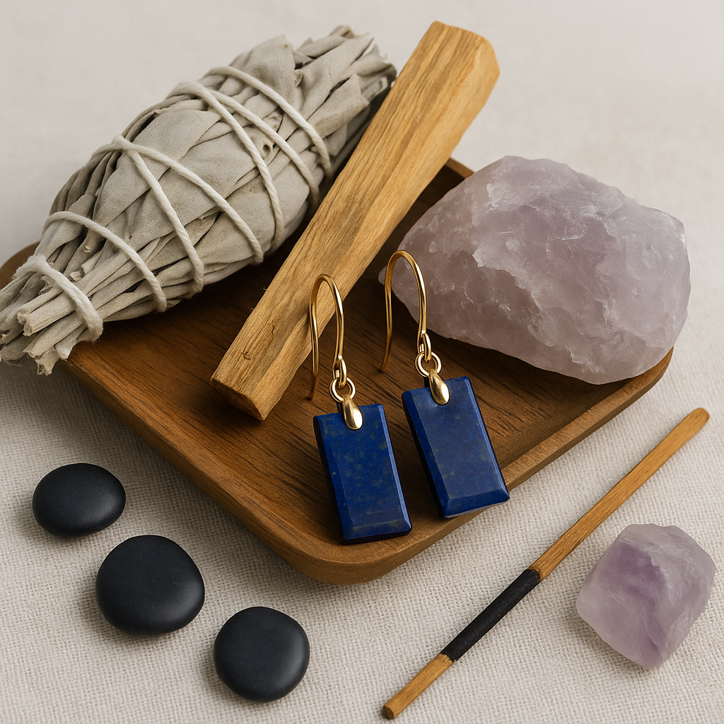 FLO's Lapis Lazuli Rectangle Stone Earrings