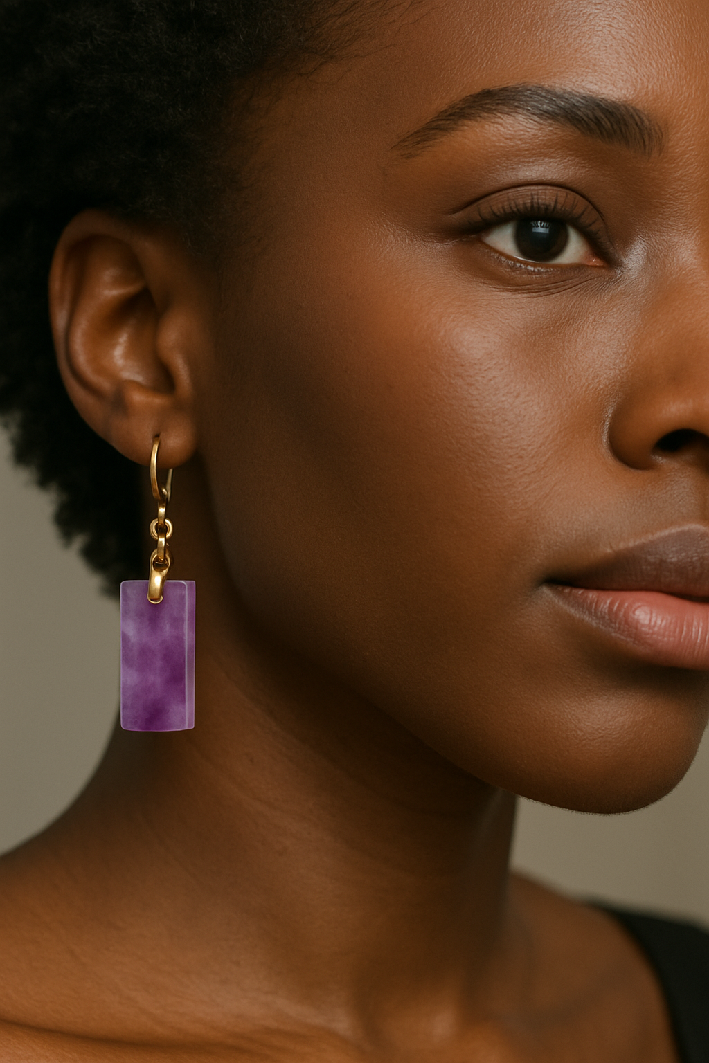 FLO's Amethyst Rectangle Stone Earrings