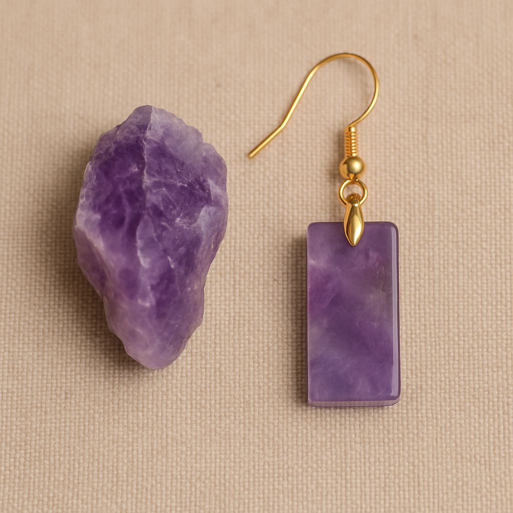 FLO's Amethyst Rectangle Stone Earrings
