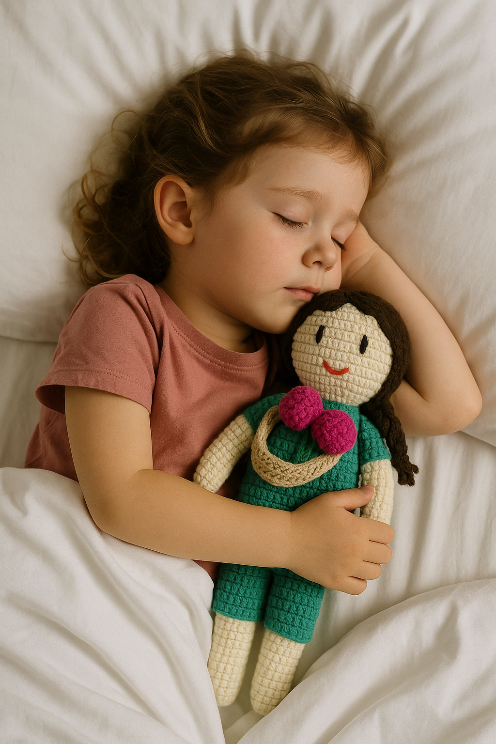 Farmhouse Charm – Girl in Overalls Crochet Toy