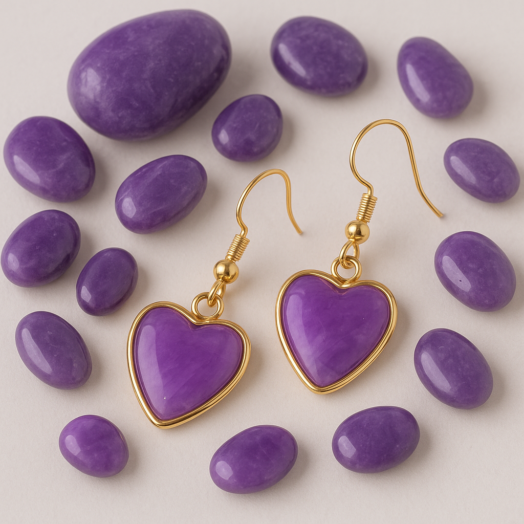 FLO's Amethyst Heart Stone Earrings