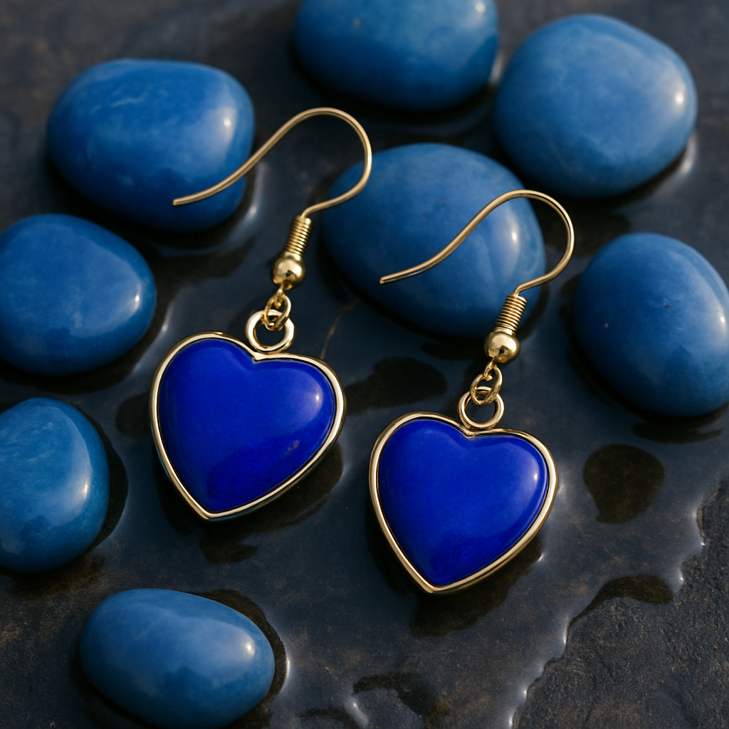 FLO's Lapis Lazuli Heart Stone Earrings