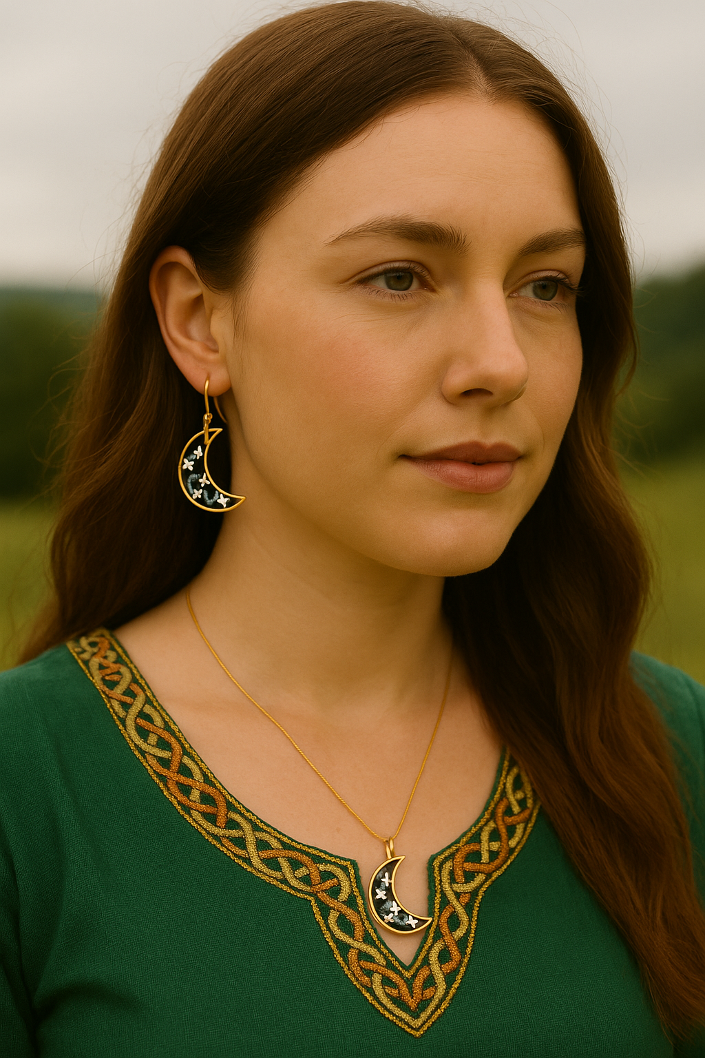 FLO's Celestial Bloom Crescent Earrings