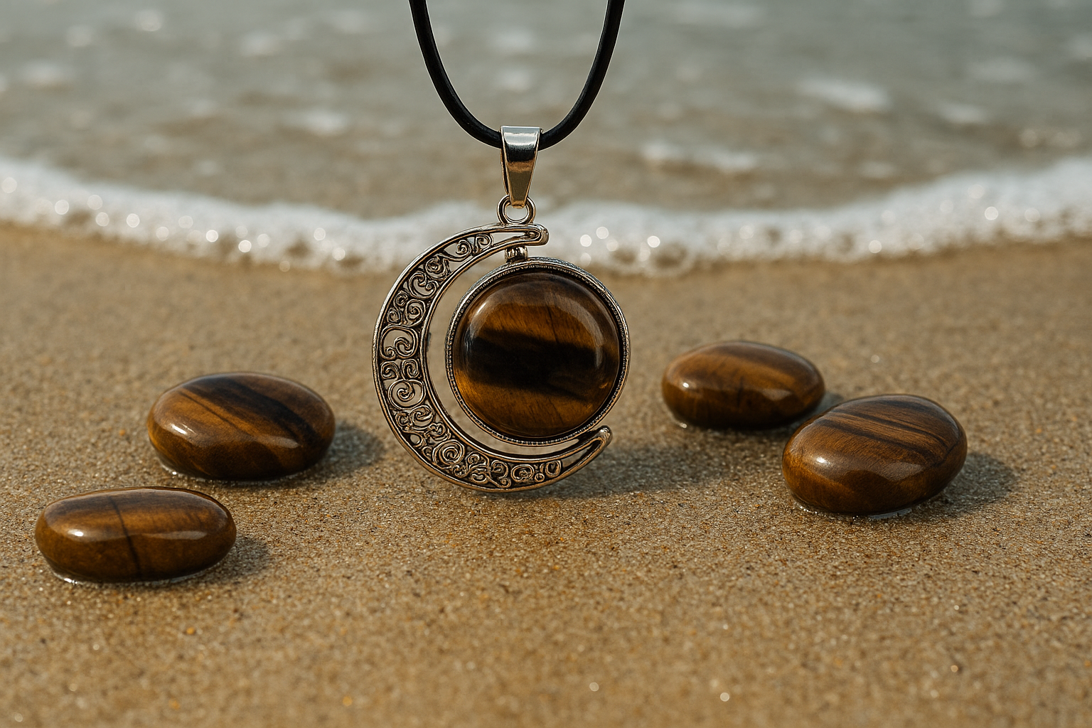 FLO's Tiger Eye Crescent Pendant