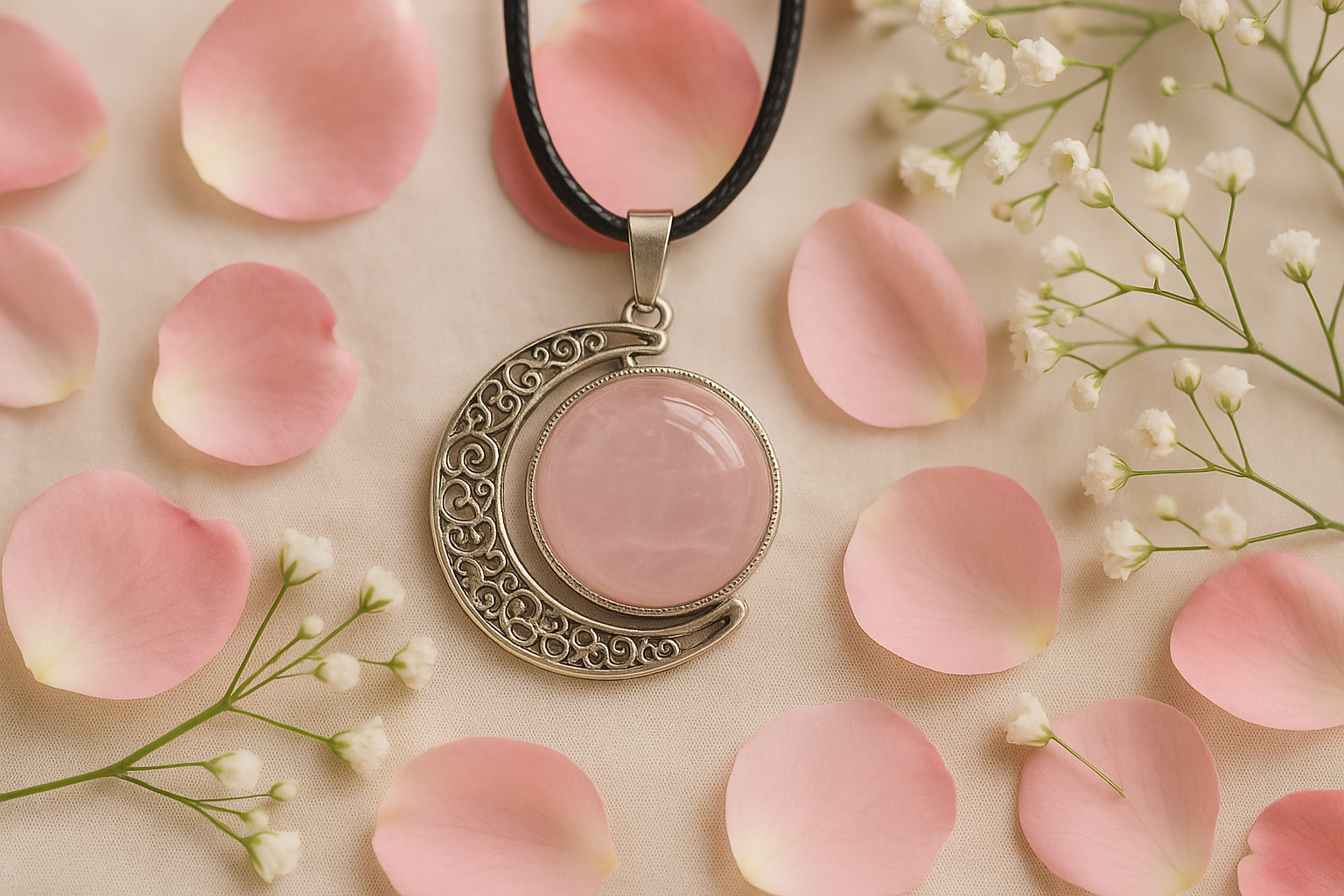 FLO's Rose Quartz Crescent Pendant