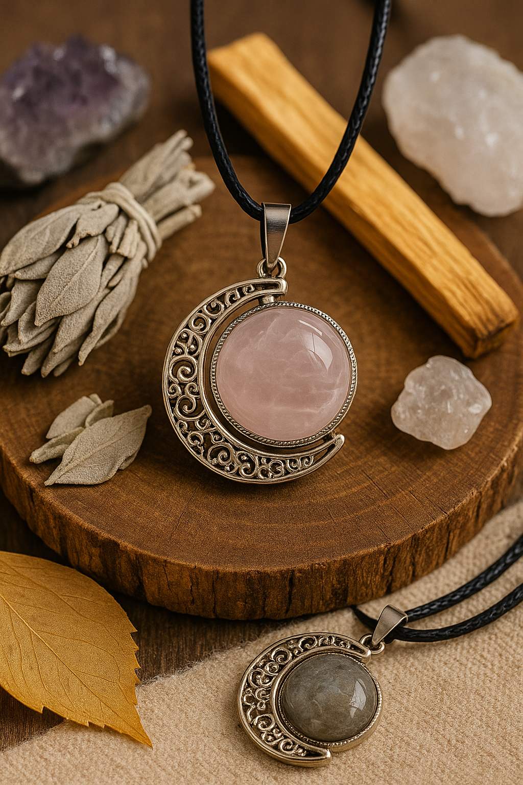 FLO's Rose Quartz Crescent Pendant