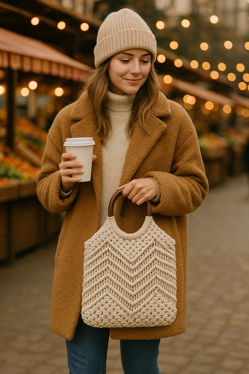 FLO's Ivory Luxe Crochet Tote