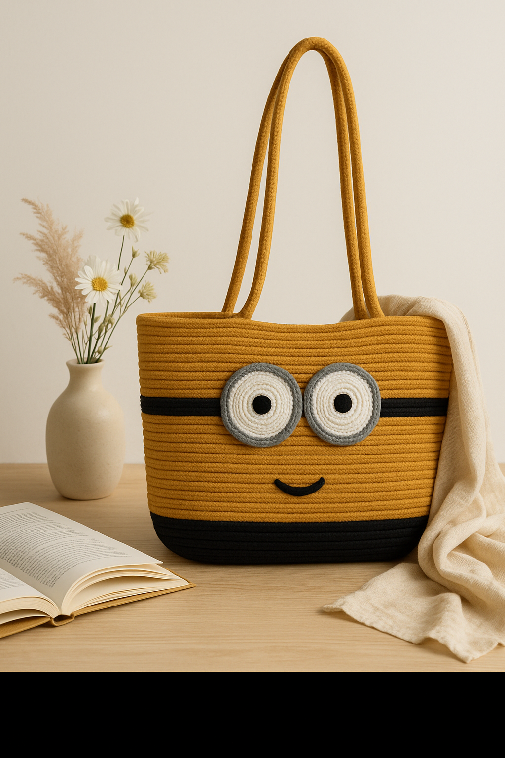 FLO's Playful Minion-Inspired Crochet Tote