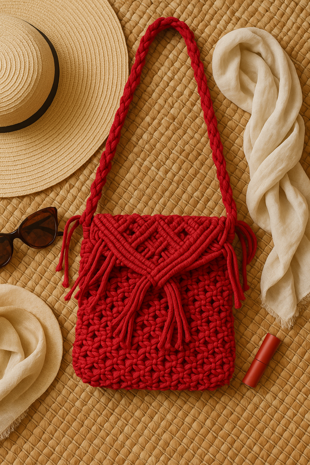 FLO's Boho Fringe Crochet Shoulder Bag