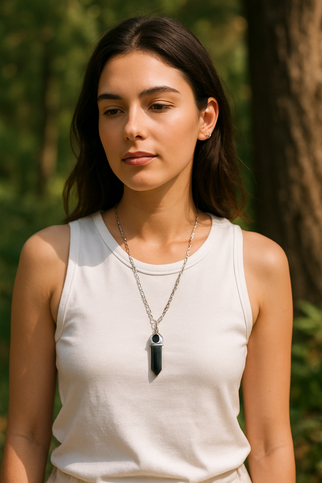 FLO's Black Tourmaline “Guardian Core” Hexa-Point Pendant