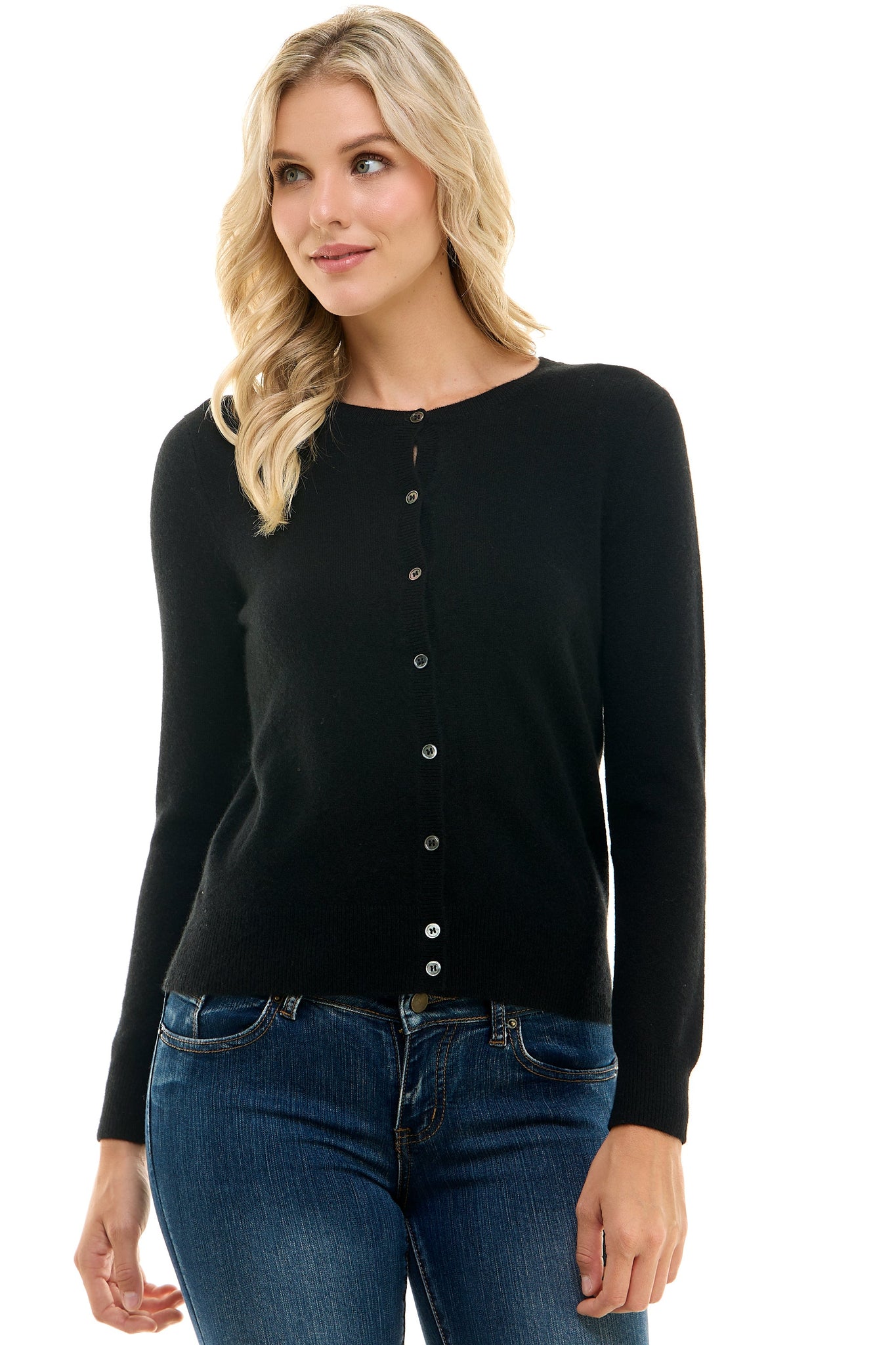 Women's Grade-A Cashmere Open Cardigan Sweater Black