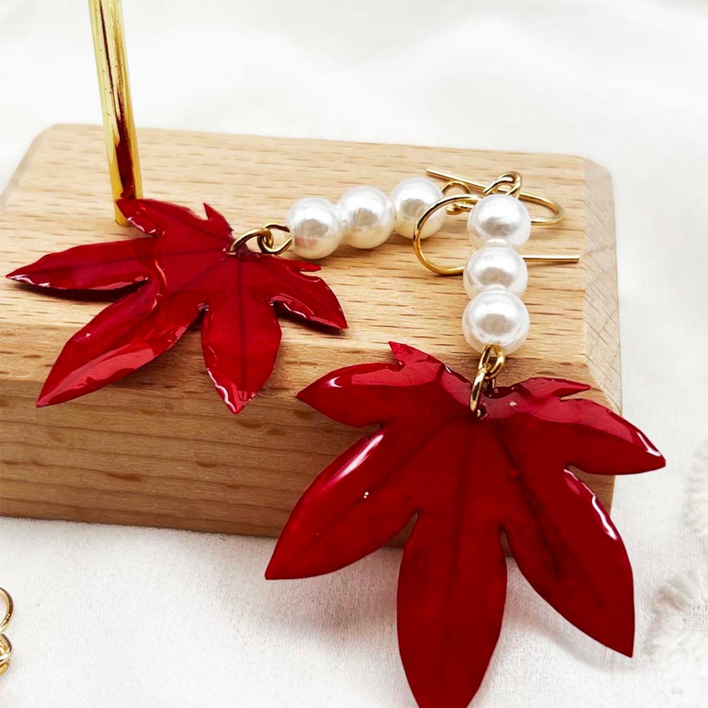 FLO's Crimson Maple Charm Earrings