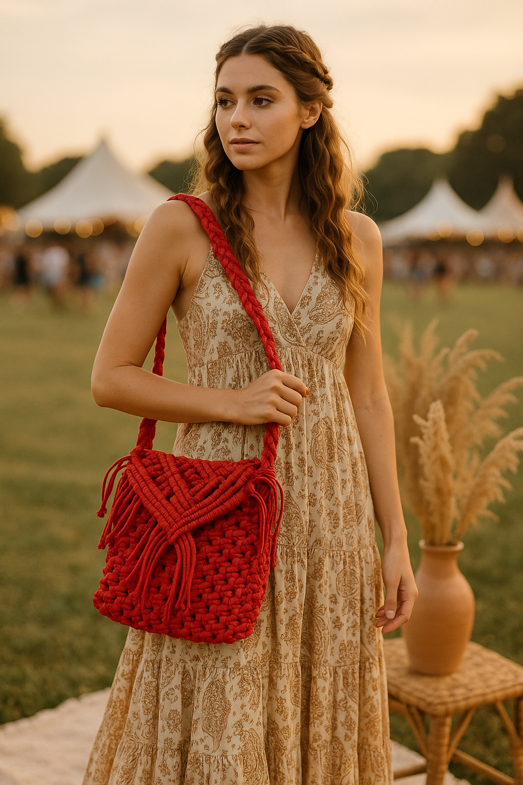 FLO's Boho Fringe Crochet Shoulder Bag