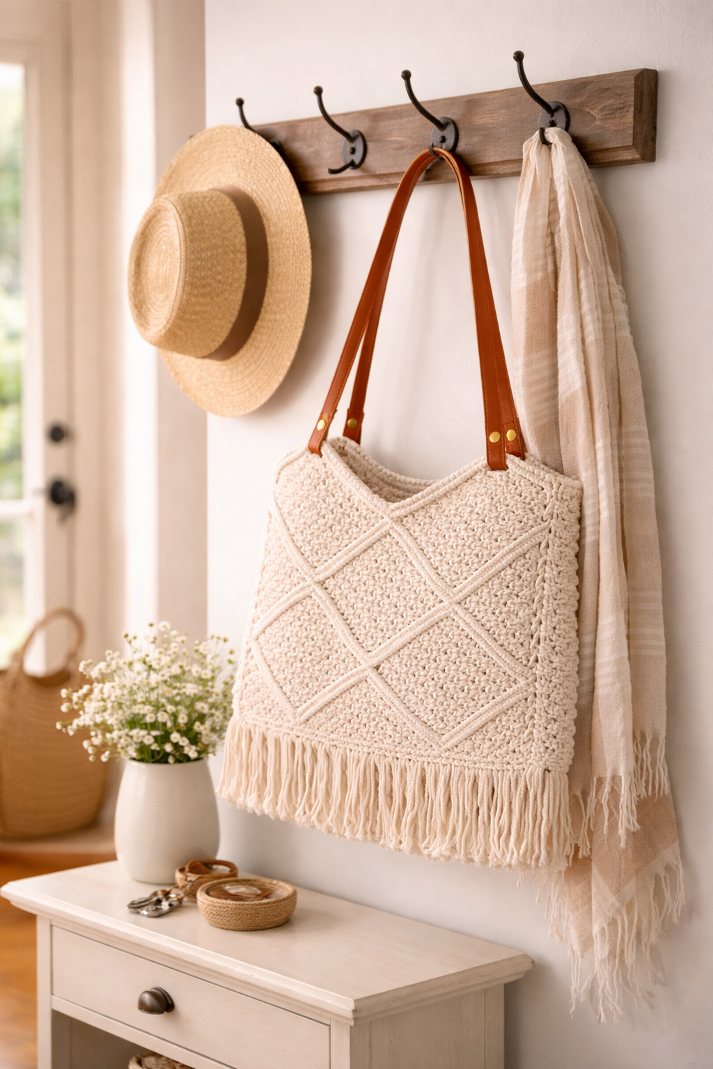 Ivory Cotton Crochet Tote
