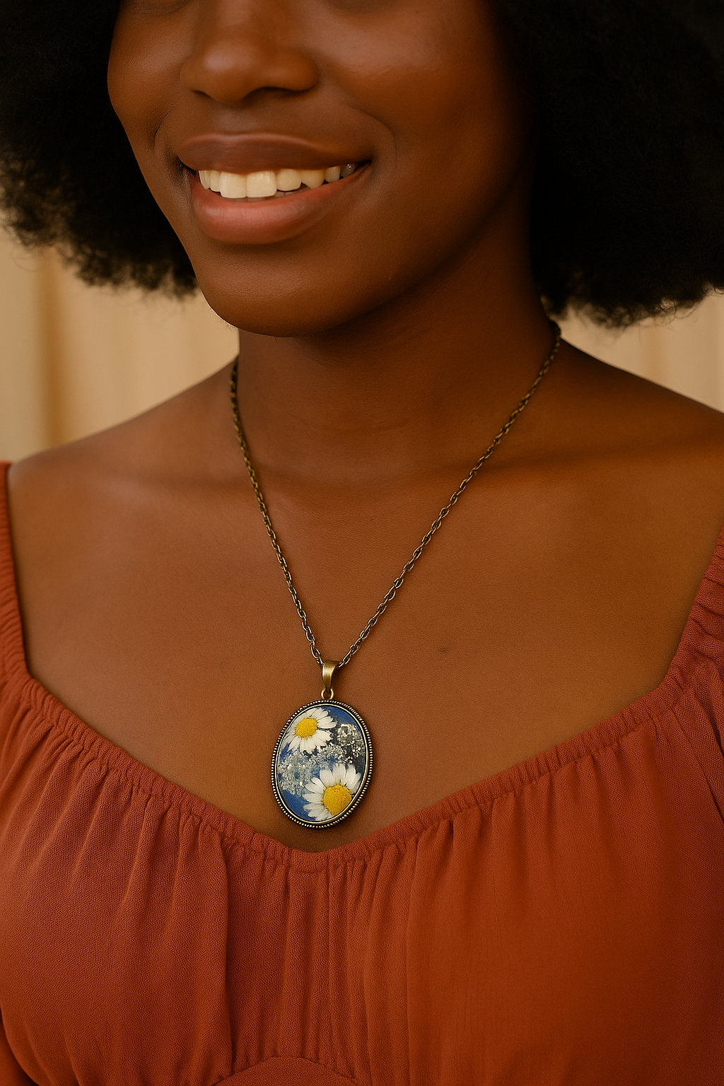 FLO's Ivory Cosmos Real Dried Flower Necklace