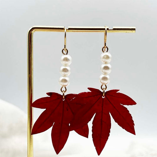 FLO's Crimson Maple Charm Earrings