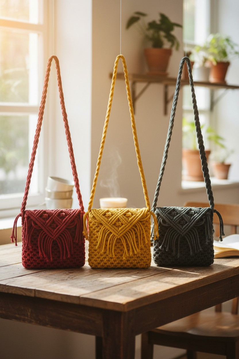 FLO's Boho Fringe Crochet Shoulder Bag