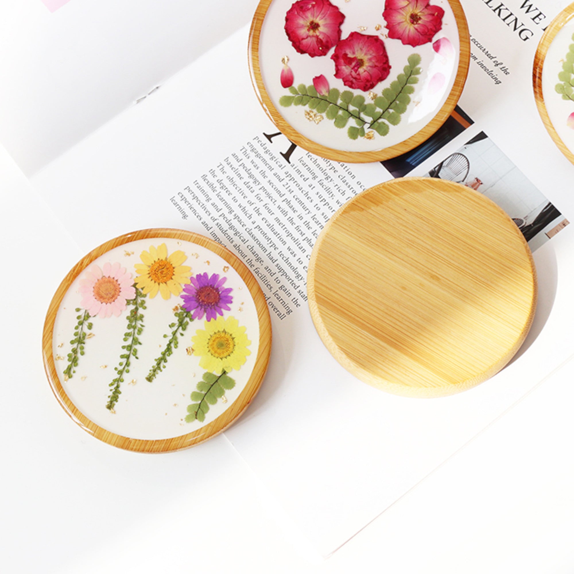 FLO's Blooming Grace Wooden Coaster Set