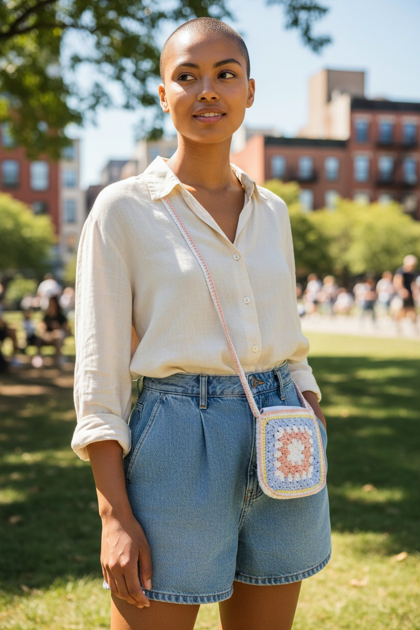 Sunrise Bloom Cotton Crochet Crossbody