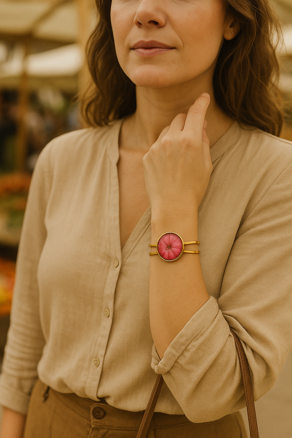 FLO's Red Rose Flower Bracelet 18k Gold Plated