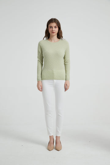 Women's Grade-A Cashmere Crewneck Cable Sweater