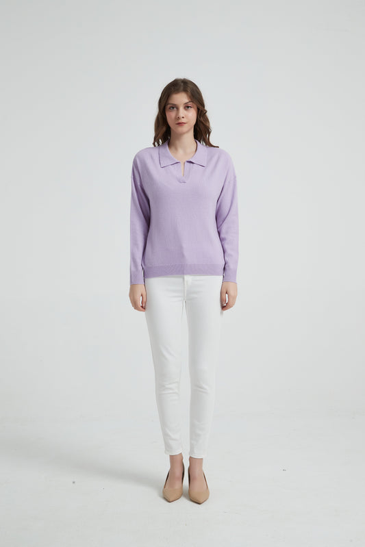 Women's Baby Cashmere Polo-Neck Sweater