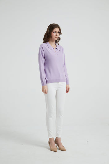 Women's Baby Cashmere Polo-Neck Sweater