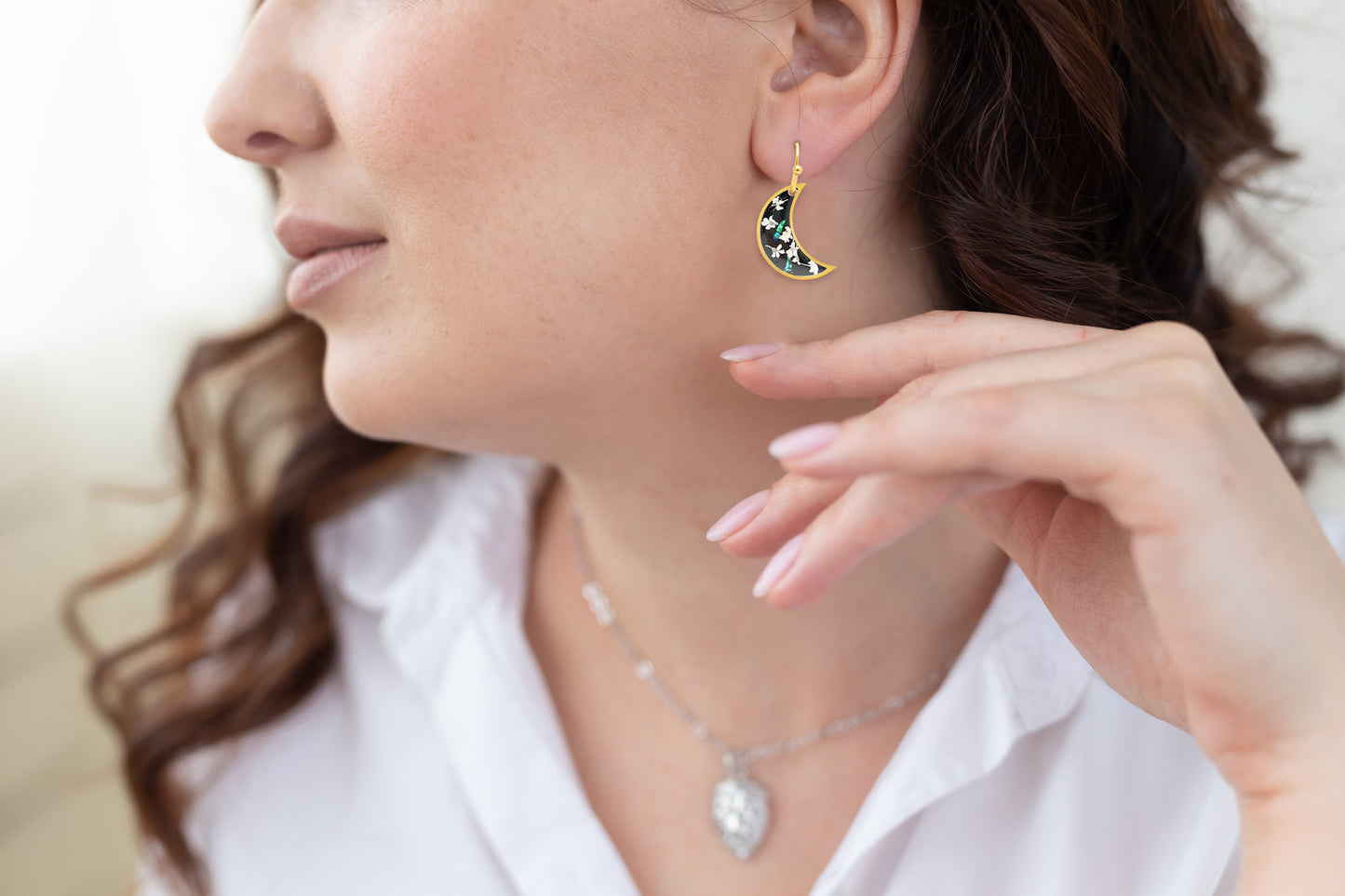 FLO's Celestial Bloom Crescent Earrings