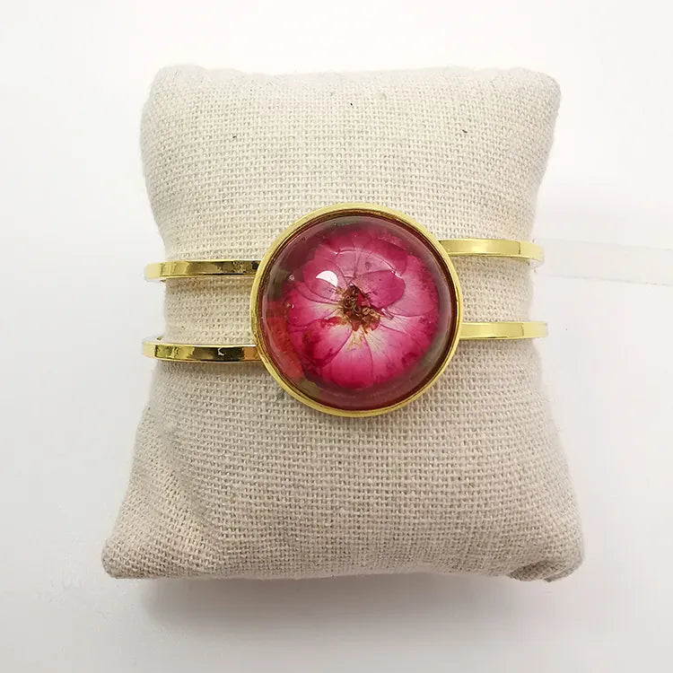 FLO's Red Rose Flower Bracelet 18k Gold Plated