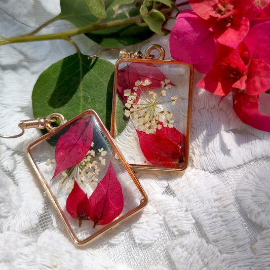 FLO's Luscious Bougainvillea Real Dried Flower Earrings