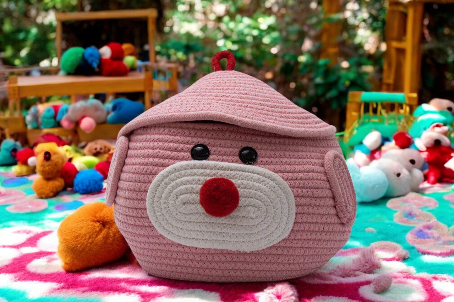 Adorable Pig-Themed Woven Storage Basket
