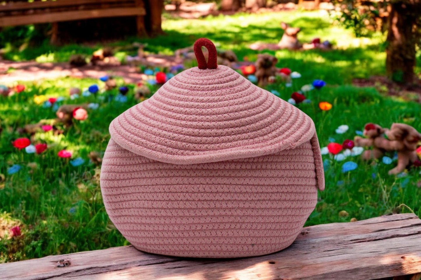 Adorable Pig-Themed Woven Storage Basket