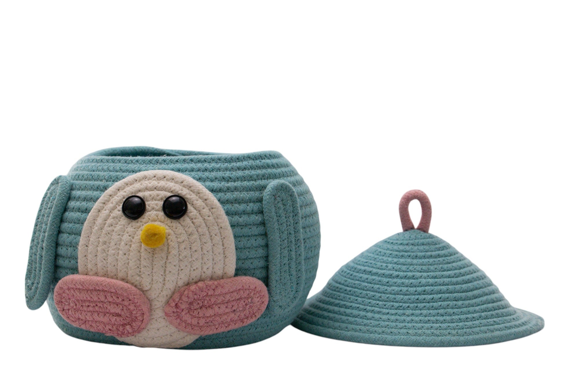 Penguin-Themed Woven Storage Basket with Lid