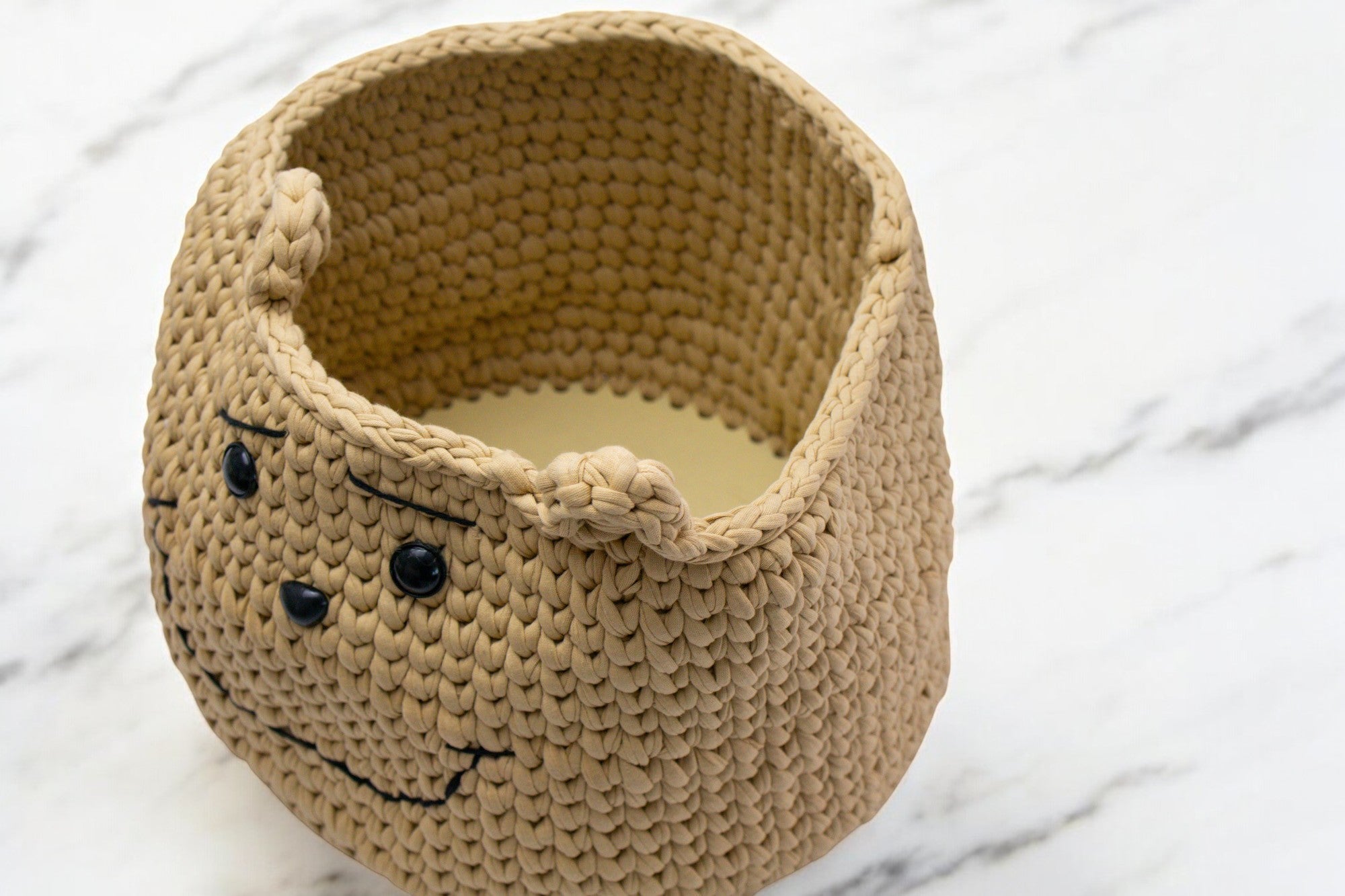 Smiley Bear Crochet Storage Basket
