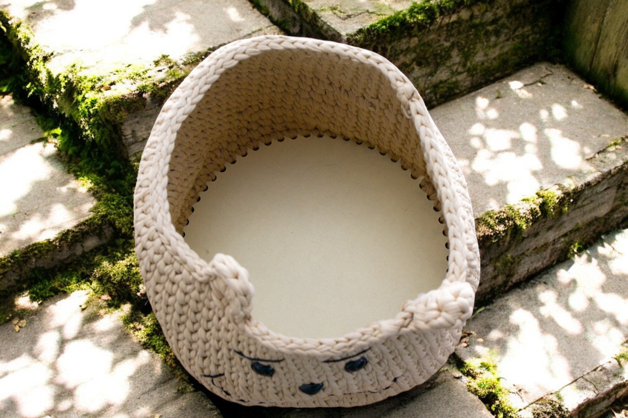 Smiley Bear Crochet Storage Basket