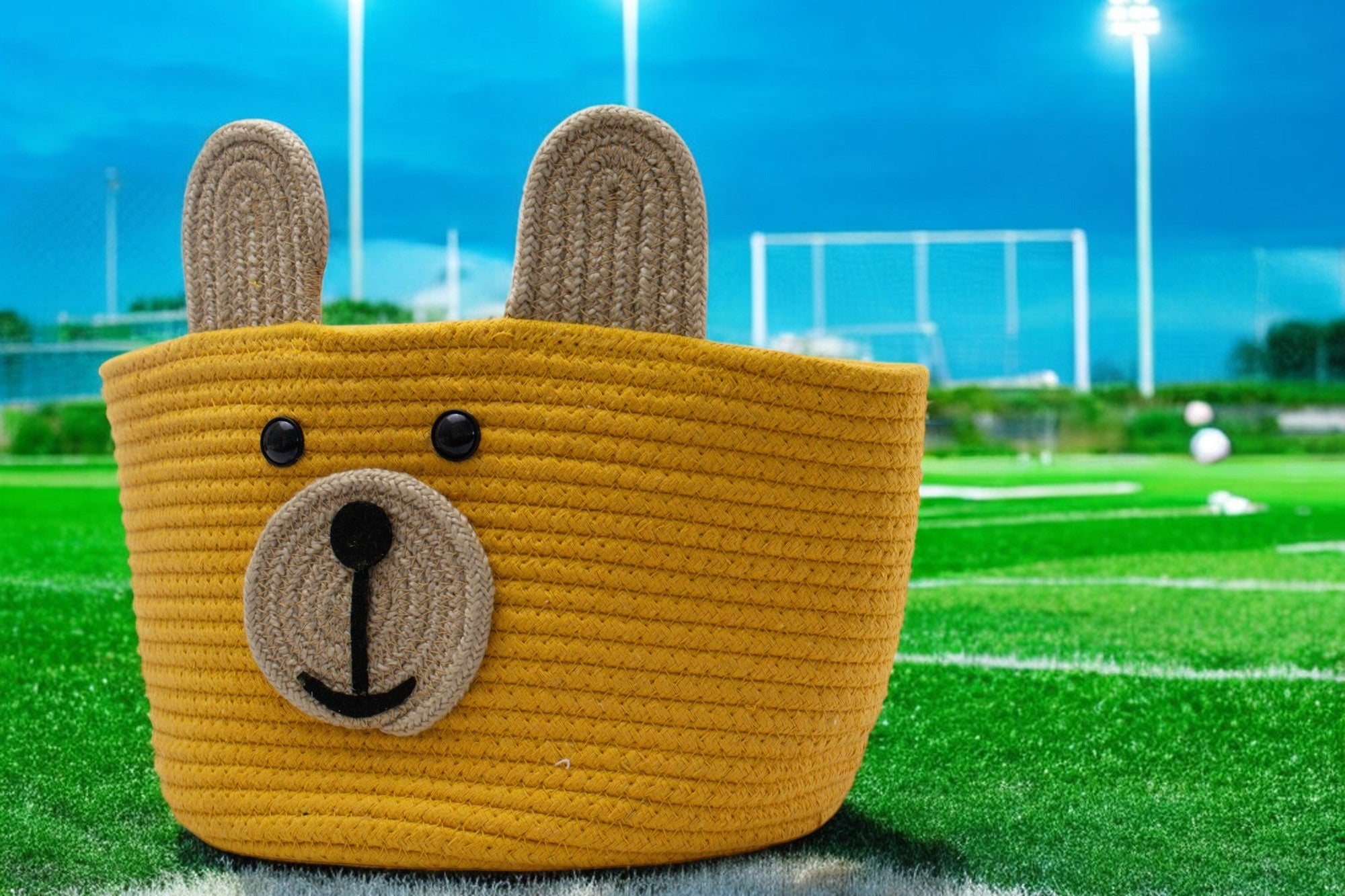 Cute Bear Face Woven Storage Basket