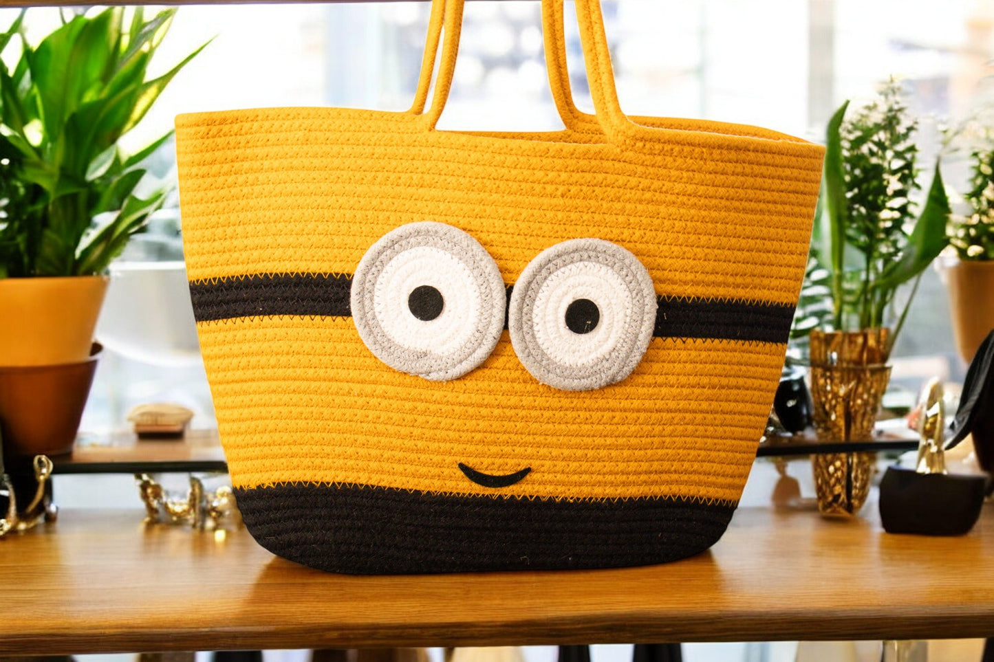 FLO's Playful Minion-Inspired Crochet Tote