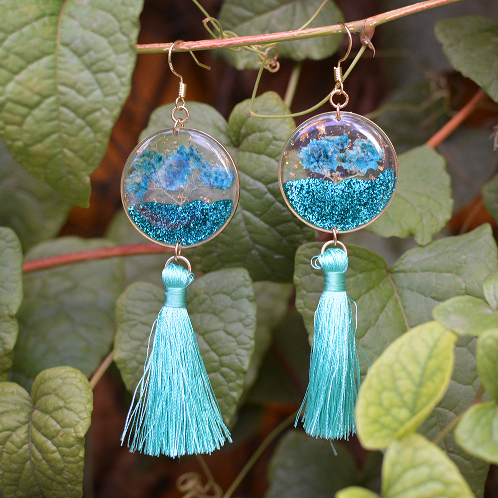 FLO's Oceanic Tassel Real Dried Flower Earrings