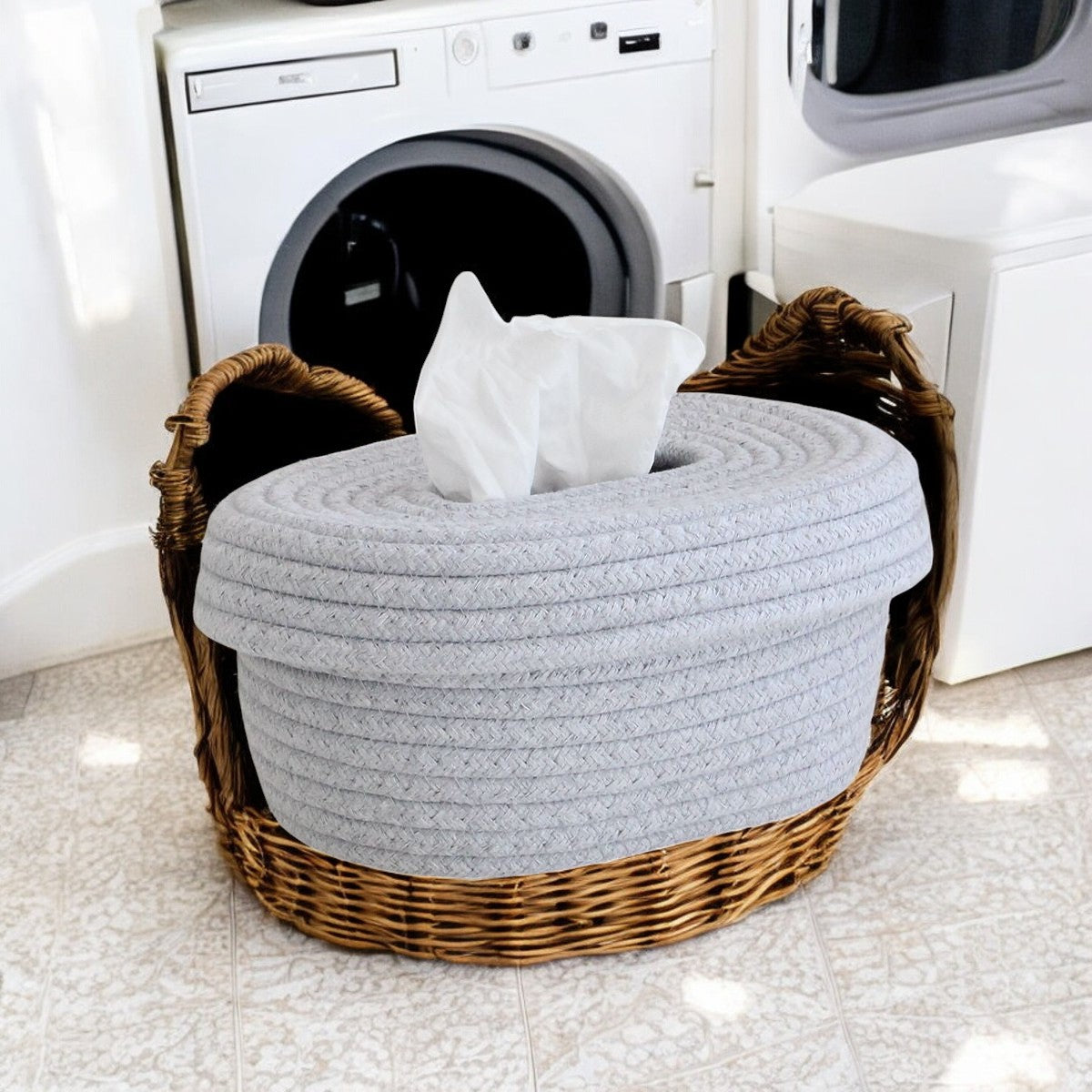 Minimalist Woven Storage Basket with Lid